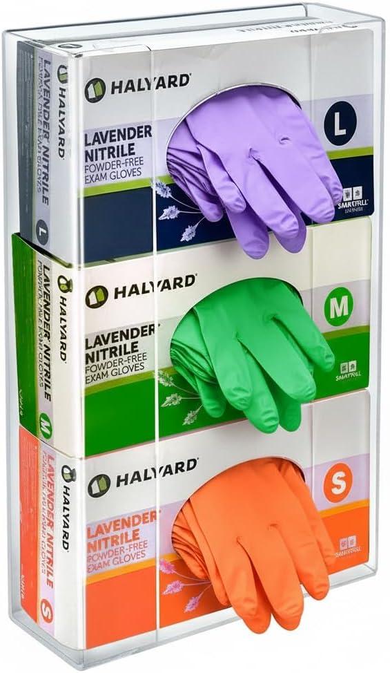 Azar 255630 Acrylic Gloves Box Dispenser Holder Wall Mount Glove and Facial Tissue Wire Rack for Kitchen, Cleaning Closet, Lab, Exam, Office, Laboratory, Healthcare, Hospital (L)