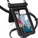 3 x Waterproof Phone Pouch Double Pocket, Floating IPX8 8.5 inch Waterproof Phone Case for Beach Vacation Essentials for Compatible IPhone 16 15 14 Pro Max Galaxy S25 S24 Waterproof Dry Bag Black