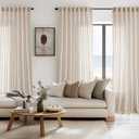 ANRODUO Tan Beige Linen Curtain 96 inch Length for Living Room Back Tab Semi Sheer Linen Drapes Modern Boho Country Rustic Window Treatment for Dinning Room Bedroom 96 inches Long 2 Panels Set