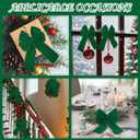 6 Pcs Knitted Large Green Christmas Bows 18in Big Crochet Christmas Tree Bow Neutral Ribbon Bow Hanging for Tree Topper Winter Party Wreath Garland Fireplace Holiday Decorations