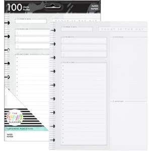 Happy Planner Plans + Notes Planner Refill Paper, 100 Sheets of Lined and Dashboard Layout Notebook Paper for Journals, Classic Size, 7"x 9.75"