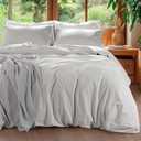 100% Linen Duvet Cover Set King Size, Pure Natural French Flax Linen Duvet Cover, Breathable for Hot Sleepers, Zipper Closure & Corner Ties - 3 Piece (Grey,King)