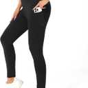 Thick High Waist Yoga Pants with Pockets, Tummy Control Workout Running Yoga Leggings for Women (Black, XXL)