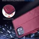 OCASE Compatible with iPhone 14 Wallet Case, PU Leather Flip Folio Case with Card Holders RFID Blocking Kickstand [Shockproof TPU Inner Shell] Phone Cover 6.1 Inch 2022 (Burgundy)