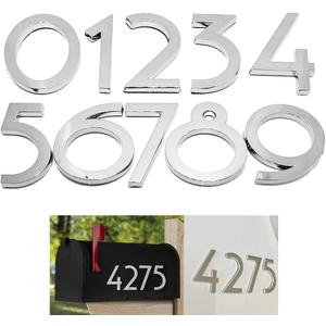 20 Pack Mailbox Numbers 0-9, 2.76 Inch High, Door Address Numbers Stickers for Apartment, House, Room, Office, Cars, Trucks, Silver Plating Process Number Sign