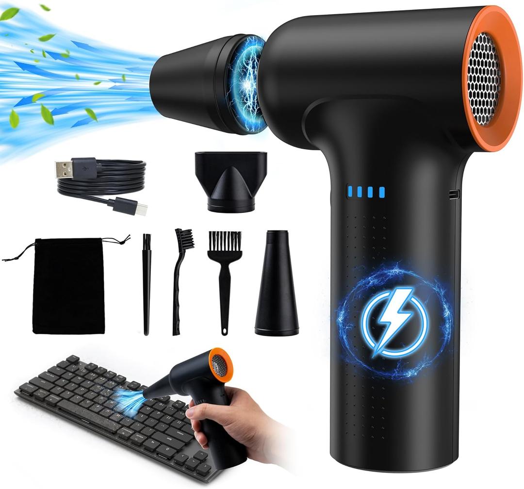 Compressed Air Duster - High Speed 300000RPM Electric Air Duster,120M/S 3 Gear 10000mAh Rechargeable Cordless Air Blower Turbo Fan, Jet Dry Blower for PC Computers Car Electronics