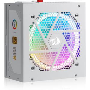 Redragon RGPS-850W 80+ Gold 850 Watt Power Supply w/Upgraded ATX 3.1 & PCIe 5.1 Fully Modular, 12VHPWR Cable Included, 100% Japanese Capacitors, Smart ECO Low Noise RGB Fan, Compact 160mm Size