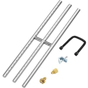 Skyflame 24" x 6" Rectangular Gas Fire Pit and Fireplace H-Burner with 3 Pipes - 304 Stainless Steel - for Indoor & Outdoor Use