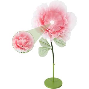 Wedding Giant Electric Artificial Flower: Auto-Open Organza Flower Decorations with Light - Large Floor Stand Blooming Flower Home Decor - Huge Banquet for Birthday Party Display (Pink, 23.62 IN)