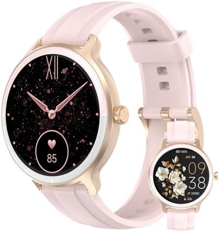 PROTKPETS Smart Watches for Women Men 1.27" HD Fitness Tracker with Heart Rate/Sleep/Step/SpO2 Monitor, IP68 Waterproof Watch for Android iOS (Pink)