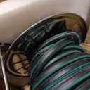 1-Pack Stainless Steel Garden Hose Reel, Wall Mount Water Hose Holder, 150 Feet of 1/2 Inch Hoses Capacity, Hose Reels for Outside with 5 ft Inlet Hose and Crank