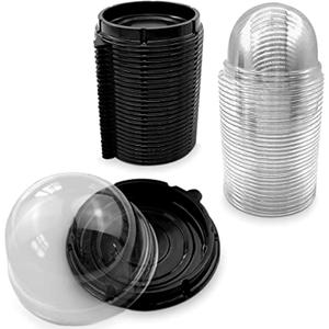 Treat Box Pack 50 - Pack Mini Cupcake Containers for Desserts - 2.8 x 2.8" Plastic Food Grade Mini Cupcake Boxes | Desserts Containers and Holiday Gift Wraps with Transparent Lids, Great for Parties