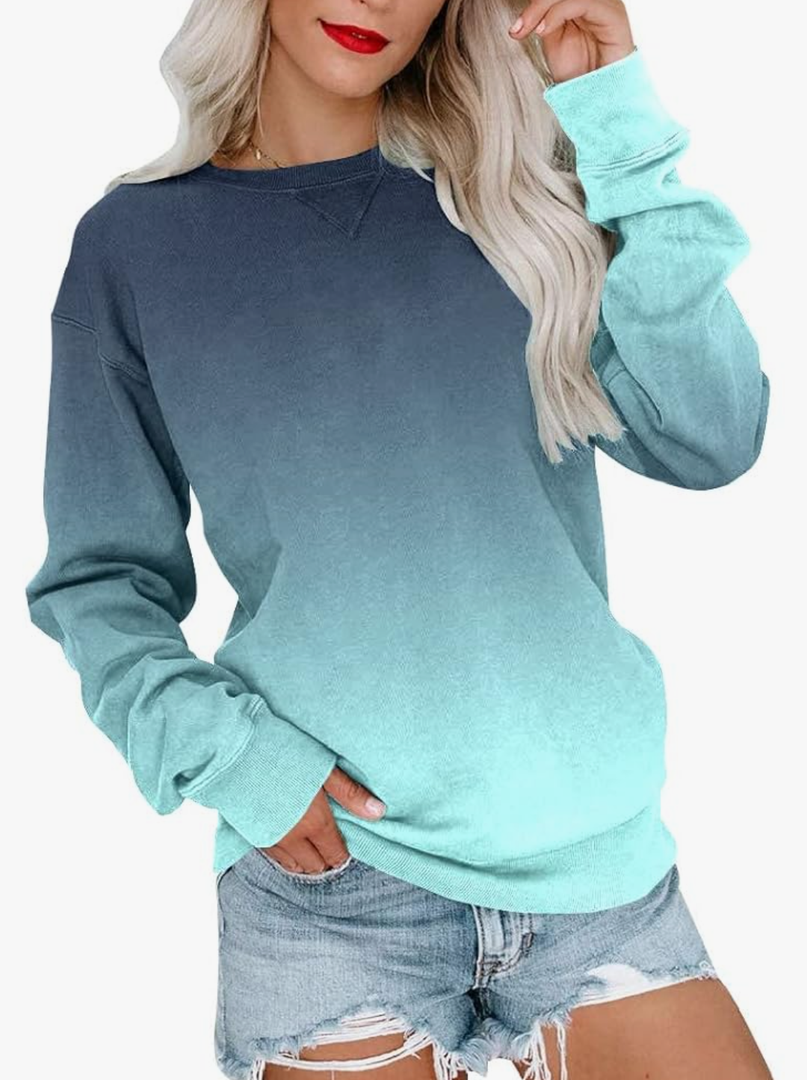 BeadChica Womens Casual Crewneck Sweatshirt Long Sleeve Tops Cute Pullover Loose Fit, Size S