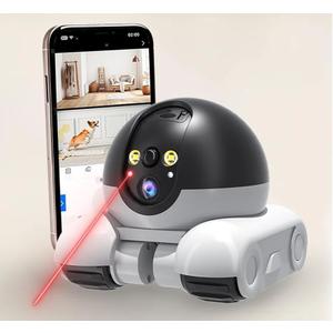 AEZ Robot Camera on Wheels 1080P Dual Lens,Indoor Movable Security Camera with 2Way Talk,Blinky Bot with Night Vision,Distance Bot App Control for Cats/Dogs/Baby/Elderly (SD/Cloud Storage)