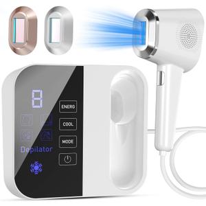 OPT Laser Hair Removal Device Pro, 3 in 1 Beauty Salon Grade Home Hair Remover Device with Cooling System, IPL Body Painless Laser Hair Removal for Face Armpits Arms Legs Bikini Line, Women and Men (Black, White)