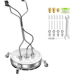 24" Pressure Washer Surface Cleaner with 4 Wheels - Stainless Steel Dual Handle Surface Cleaner for Pressure Washer Attachment for Concrete, Patio, Sidewalk, Deck and Driveways - PWS 24