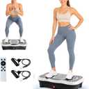 Vibration Plate Exercise Machine for Lymphatic Drainage, 200 Speeds Vibrating Fitness Platform for Full Body Workout and Weight Loss, 300 Lbs Capacity with Resistance Bands for Women Men
