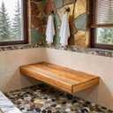 Minimalist 60″Floating Teak Shower Bench: Warm, Easy to Install (No Tile!), Holds 670 lbs for a Modern Bathroom.