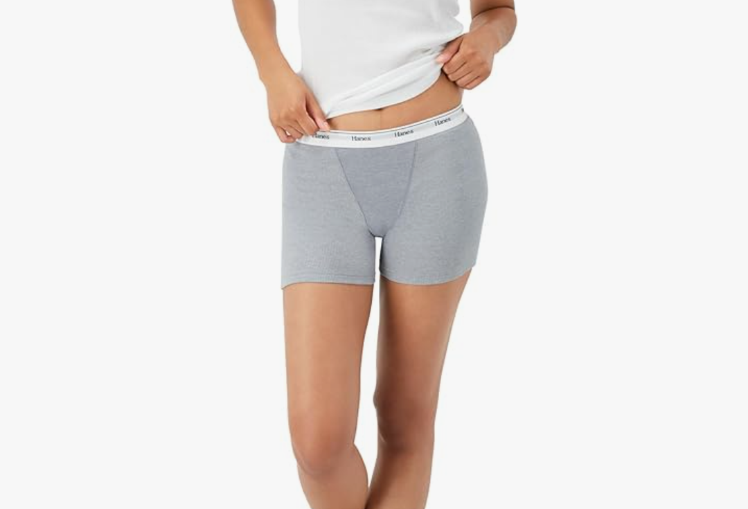 Hanes Women's Mid-Thigh Boxer Brief Pack, Stretch Cotton Underwear, 4Pack, Fashion Color Mix, XL Hanes Women's Mid-Thigh Boxer Brief Pack, Stretch Cotton Underwear, 4Pack, Fashion Color Mix, XL