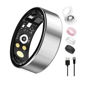 Smart Ring for Women Men, Health Tracker with Heart Rate/Blood Oxygen/Blood Pressure/Sleep Monitor/Step Counting, IP68 Waterproof Fitness Ring, No App Fees (Silver, 8#)