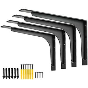 FIRMETAL (16 INCH x 9.5 INCH) Shelf Bracket ,L Shelf Brackets,max Load 300lbs, Premium Alloy Metal Heavy Duty Shelf Bracket, high Strength Mounting Hardware Included, countertop Support, Pack of 4., Set of 2
