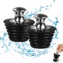 Bathtub Stopper, 2 Pack Universal Metal Bathtub Plug Silicone Bathtub Stopper Washbasin Stopper Bathtub Drain Stopper Plug Tub Stopper Sink Stopper for Kitchen Bathtub and Bathroom Sink Drains, Black