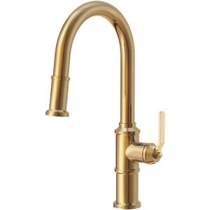 Gerber Kinzie Single Handle Gold Kitchen Faucet with Pull-Down Sprayer - Industrial Farmhouse Design, High Arc, Easy 1-Hole Installation in Brushed Bronze, D454437BB