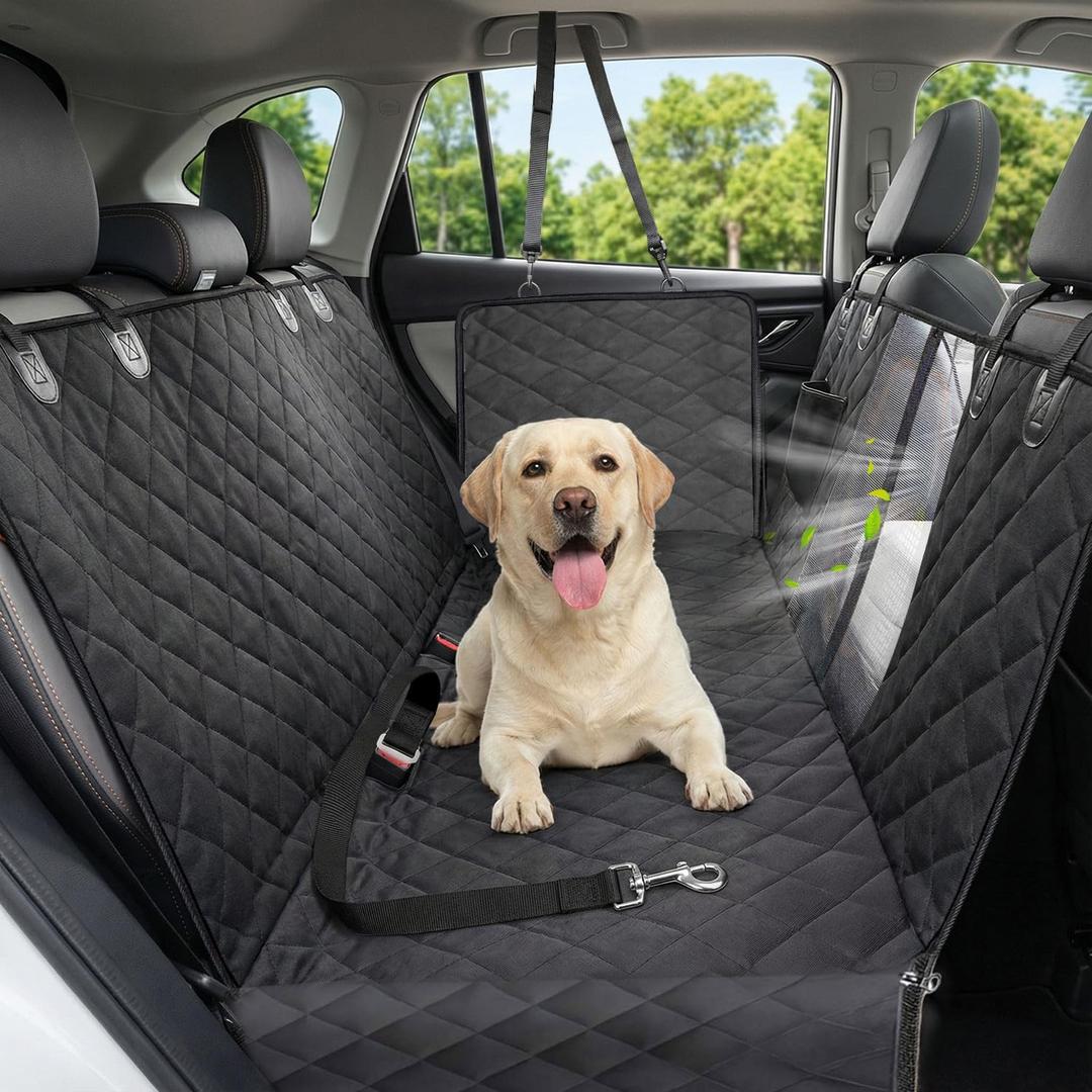 Dog Car Seat Cover, 600D Heavy Dute Durable Car Seat Cover for Dogs Pets, 100% Waterproof Scratch Proof Nonslip Dog Hammock for Cars, Seat Covers Protector with Seatbelt for Pet Sedan SUV Trucks (Standard (53.9*57.9 ), Black)