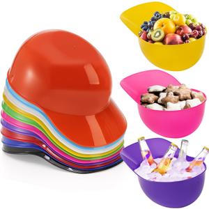 Fasmov 10 Pack Baseball Helmet Ice Cream Snack Bowl, 75 oz Large Cap Bowls, Chip and Dessert Cups for Party Supplies, Assorted Colors