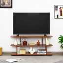 Bamboo TV Stand for TVs up to 55", 3 Tier Accent Entertainment Center with Storage Shelf, Modern Media TV Console Table for Living Room, Bedroom, 47"(L), Walnut