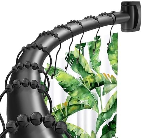 Haryaers Black Curved Shower Curtain Rod,35-76 Inches Adjustable Length Curved Shower Rods Round Shower Curtain Rod Rust Proof Stainless Steel Curved Shower Rods For Bathroom