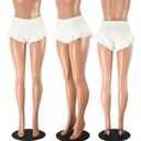 Virpo Women's Leopard Print Ruffles Hem Micro Shorts Stretch Y2k Low Rise Sexy Party Club Booty Shorts (2898 White M)