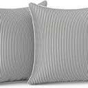 LVTXIII Outdoor Throw Pillow Covers Waterproof Tropic Accent Pillow Cases Fluffy Outdoor Cushion Covers for Garden and Patio Furniture Decoration, 16x16, 2 Pack, Strip Grey