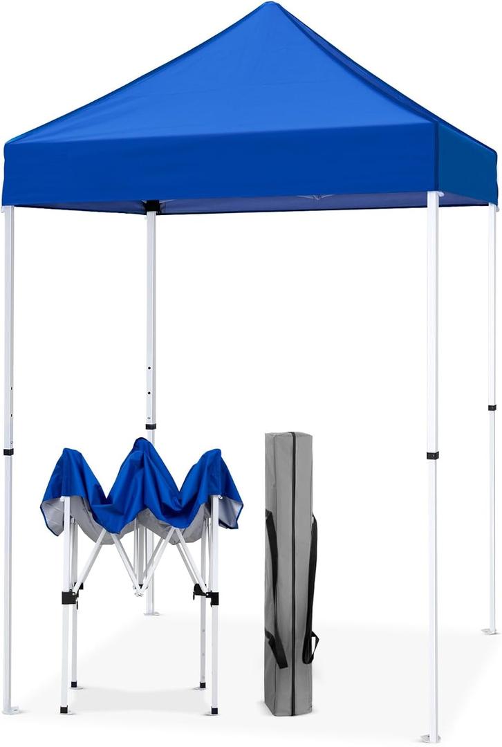 EAGLE PEAK 5x5 Pop Up Canopy Tent Instant Outdoor Canopy Easy Set-up Straight Leg Folding Shelter, Blue