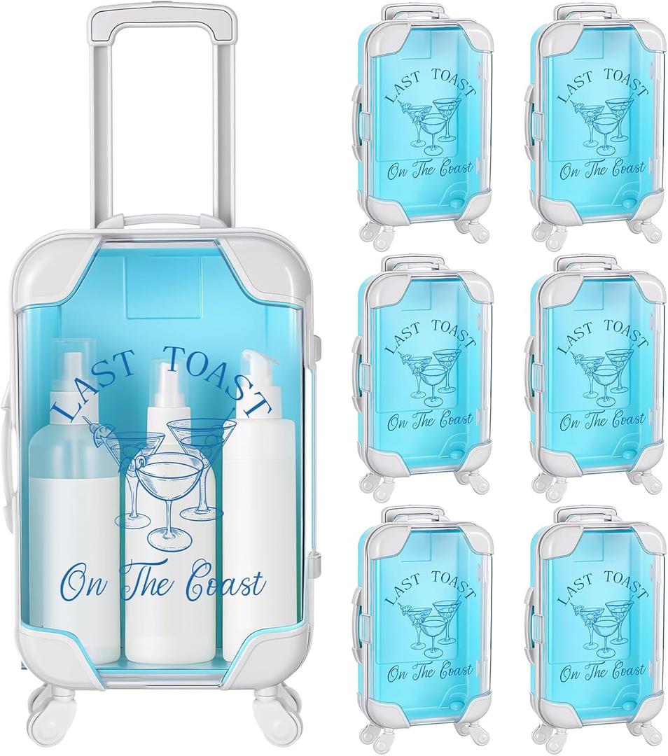 Honeydak 6 Pcs Last Toast on The Coast Bachelorette 6.7 x 3.7 x 1.8 Inches Mini Suitcase Party Favor Travel Gift Box Favor Luggage Storage Box for Bridal Wedding Beach Party Decor for Girls Women