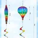 2PCS Giant Rainbow Hot Air Balloon Wind Spinners 14" W x 59" H Large Multicolor Whirligig Wind Spinner Hanging Ornaments for Yard Garden Lawn Outdoor Decorations