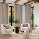 Pleated Linen Blackout Curtains 112 Inches Long for Living Room Pinch Pleat for Track System Custom Made Memory Shape Drape 100% Black Out Light Blocking Bedroom Window Curtain Greige Burlywood Birch