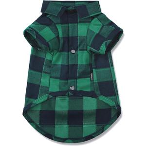 Dog Shirt Plaid Puppy Clothes for Small Medium Large Dogs Cats Boy Girl Kitten Soft Pet T-Shirt Breathable Tee Outfit Adorable Grid Apparel Halloween Thanksgiving (M - Chest ~15.3" / 6~9 lbs)