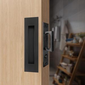 Recessed Finger Flush Pulls with Edge Pull -Sliding Closet Door Handles Hardware Suitable for Pocket Door,Closet Door,Sliding Doors, Barn Door Handle (Black, 4.72Inch)