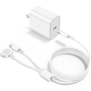 Upgraded Apple Watch Charger, iPhone Watch Charger, 2 in 1 Magnetic iWatch Charger to USB C Cable 3ft with USB C Charger Block for iWatch Series Ultra/ 9/ 8/ 7/ 6/ SE/ SE2/ 5, iPhone 14/ 13/ 12/ 11, Pro/ Pro Max