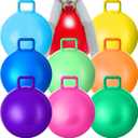 Meooeck 9 Pcs Hopper Ball 31 Inch Jumping Hopping Outdoor Bouncy Ball with Handles and Air Pump for Sports School Games Exercise(Multicolor)