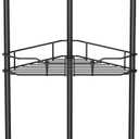 HuggieGems 3 Tier Floor Standing Corner Shower Caddy Organizer Shelf with Hooks, Bathroom Shelves Stand Rack, Black