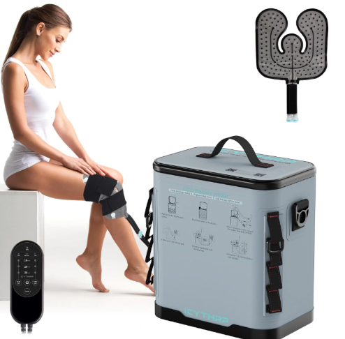 ICYTHRP Cold Therapy Machine with Programmable Timer, Portable Ice Machine for Knee After Surgery, Knee Replacement Recovery System for Pain Relief w/Compression Pad for Shoulder, Hip and Ankle