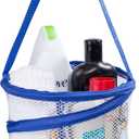 Handy Laundry Foldable Shower Caddy - Collapsible, Portable, Drainage Hole, Carry Handle, Large Compartments. Great Organizer for Camp, Travel, Gym, and Dorm (Blue) (Small)