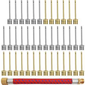 40 Pack Ball Pump Inflation Needle,Stainless Steel Air Pump Needle, with A Pump Needle Adaptor Hose, Inflate Pump Needle for Football Basketball Soccer Volleyball Rugby and Other Sports Balls