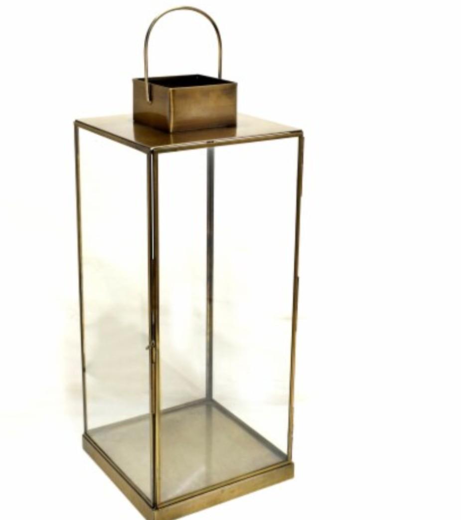 HD Designs Glass Lanter - Gold - 21in