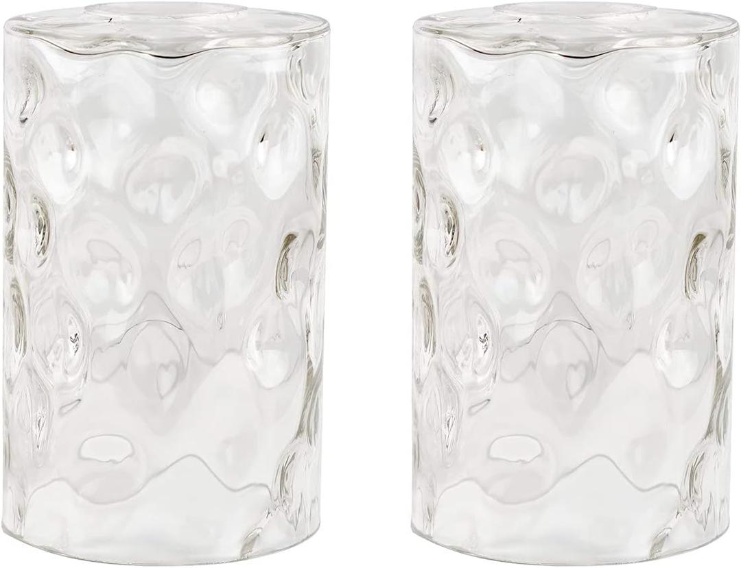 2 Pack Clear Water Ripple Glass Shade, Cylinder Light Fixture Replacement Globe or Cover with 1-5/8-Inch Fitter for Wall Sconce Chandelier Pendant Light, G0002
