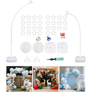 Balloon Arch Kit Balloon Arch Stand With Base, 8Ft & 5Ft High Free Bending Half Arch Balloon Stand For Wedding Birthday Party Baby Shower Yard Lawn Graduation Decorations(No Balloons)