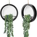 2 Pack Fake Plants Hanging Artificial Succulents Plants in Black Pots for Living Room Bathroom Accessories Boho Farmhouse Wall Decor