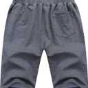 Tyhengta Mens Shorts Casual Drawstring Elastic Waist Workout Shorts with Zipper Pockets (Black)